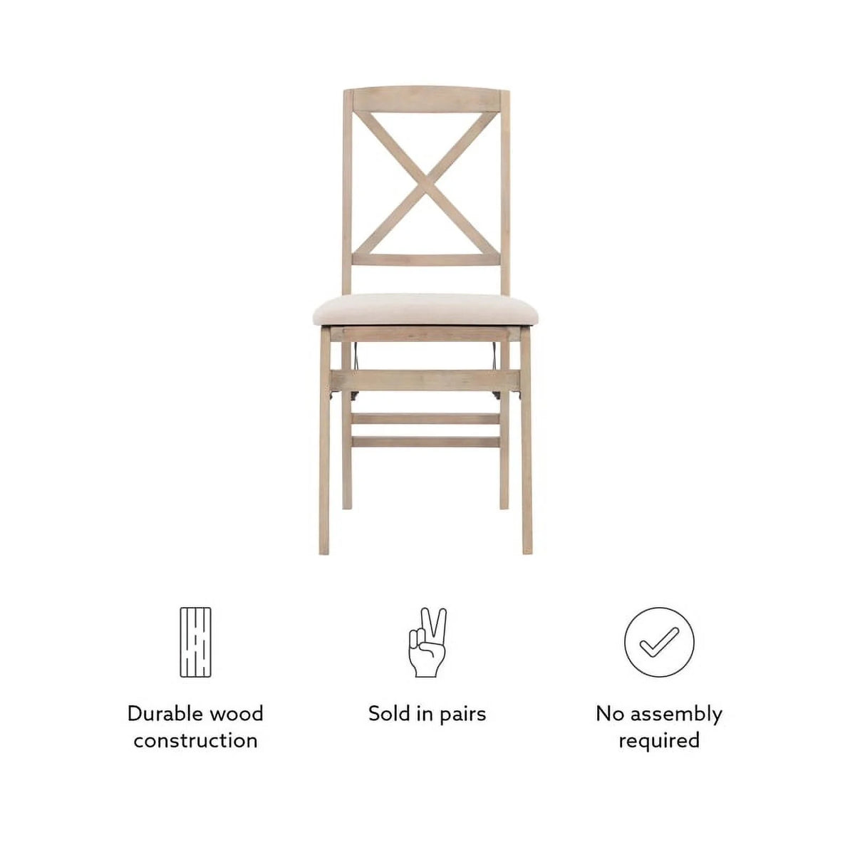 Set of Two Graywash Wood Folding Chairs U7712