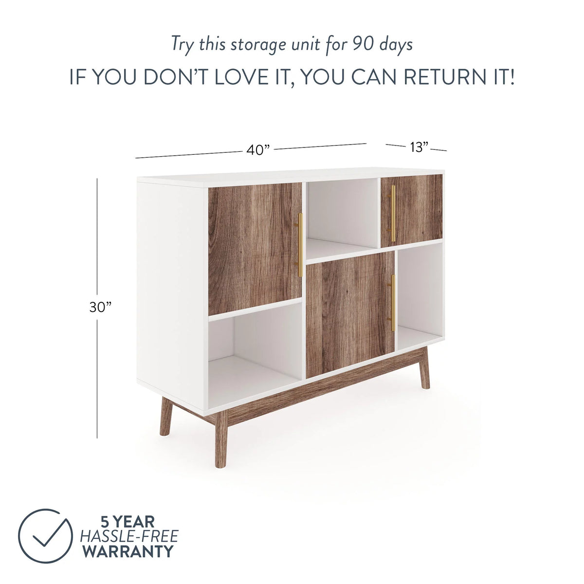 White Cube Storage with Display Shelves and Cabinet Doors N1505