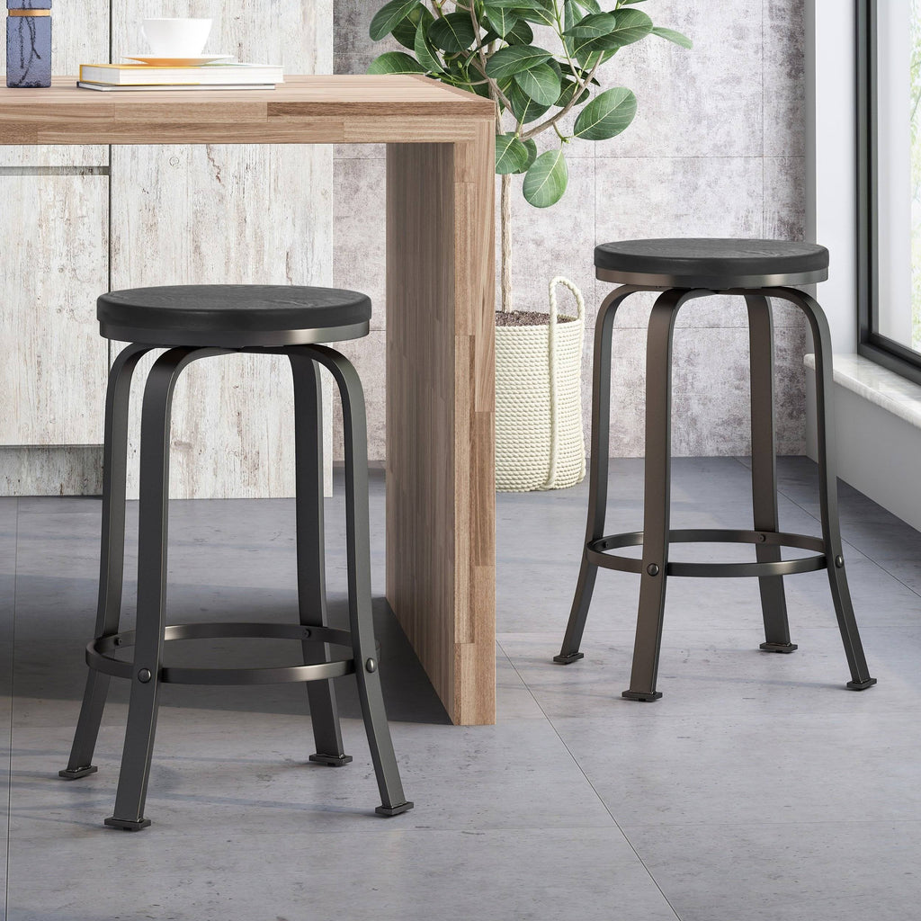 Black Swiveling Counter Stool Set of 2 Z1744
