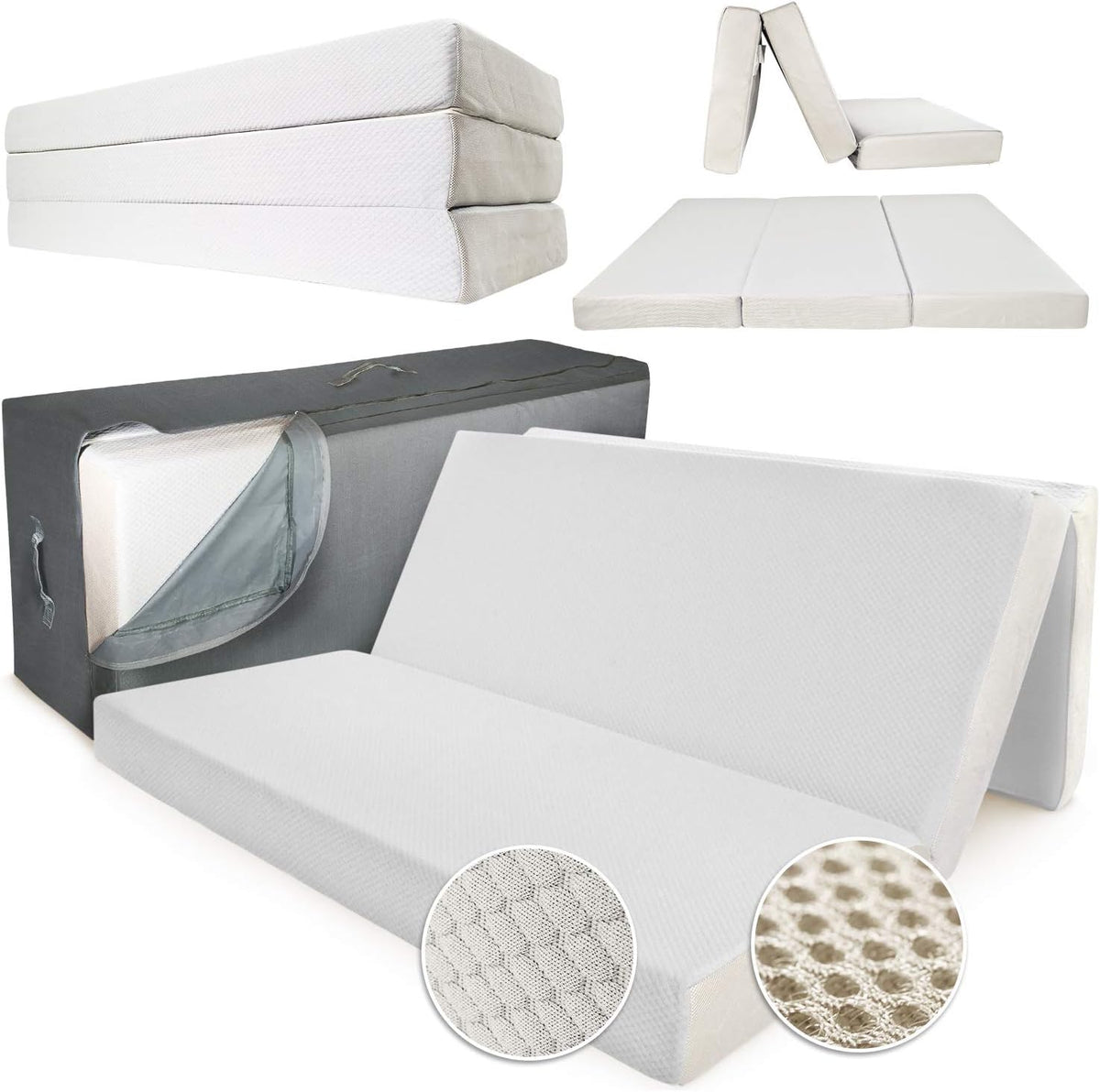 Twin Tri-Fold 6 Inch Memory Foam Mattress with Case M1877