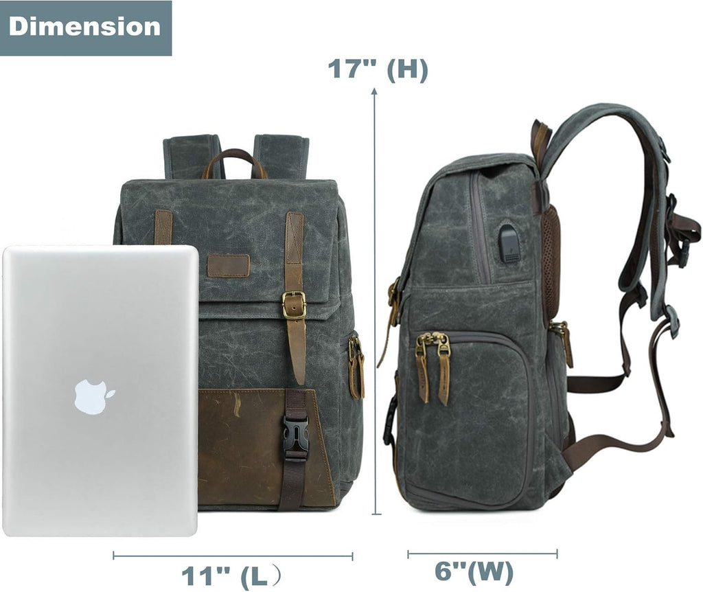 Canvas Water-repellent 15 inch Laptop DSLR SLR Backpack U4980