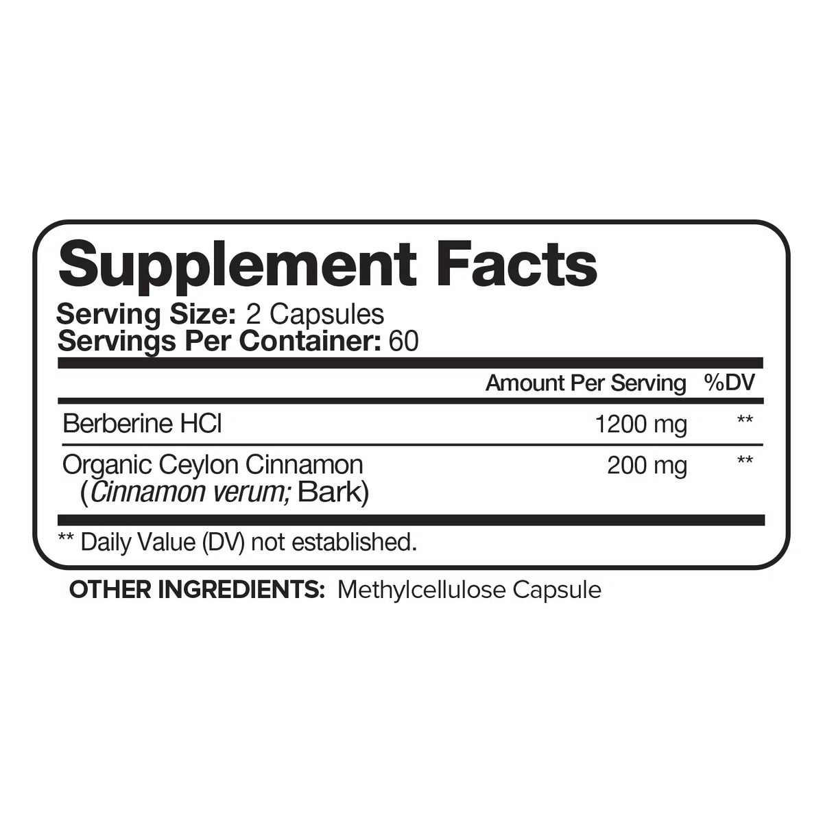 120 Capsules Berberine HCL 1200mg Plus Ceylon Cinnamon F741413