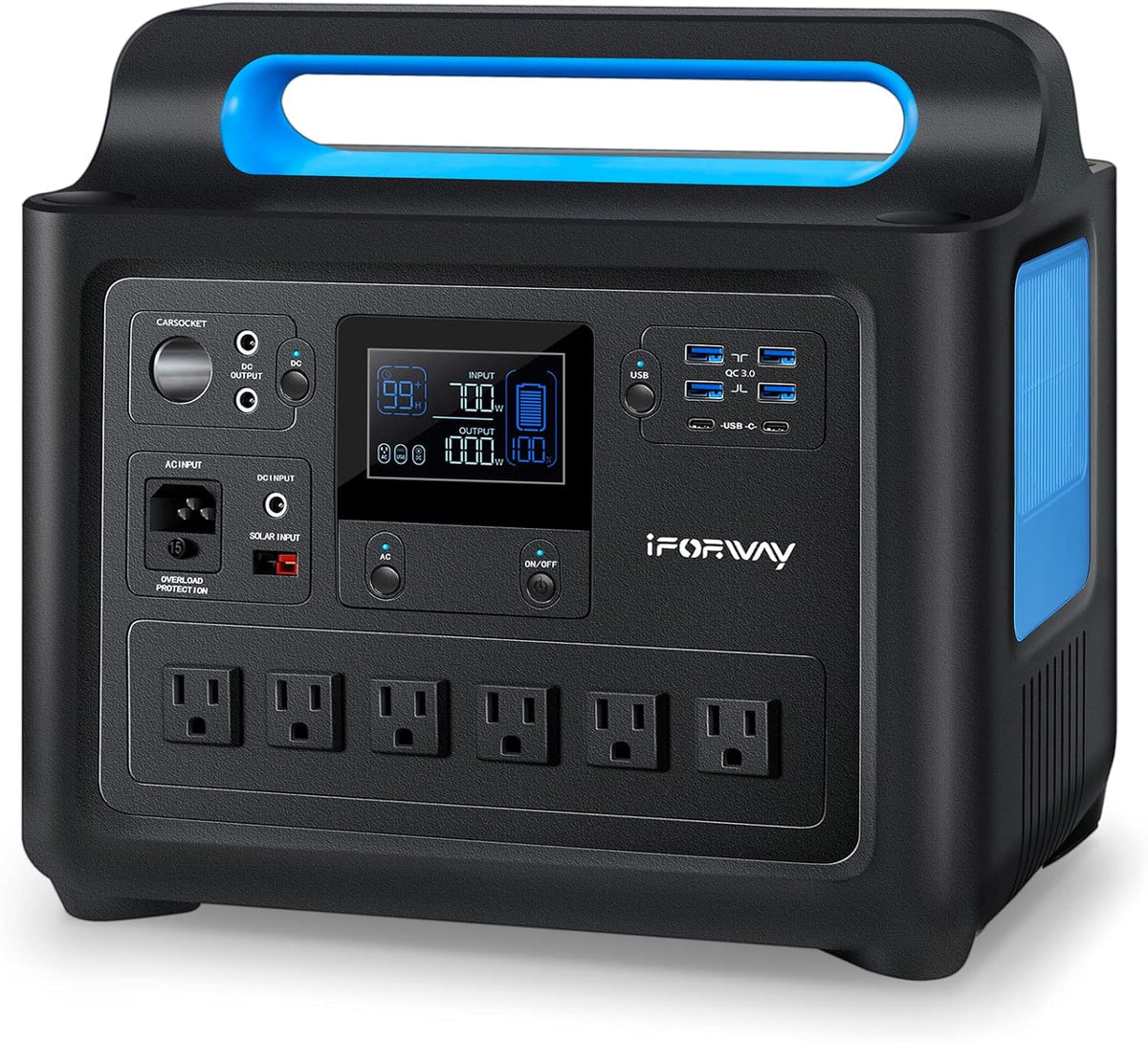 Portable Power Station 1288Wh 1000W Pure Sine Wave AC Outlets N434