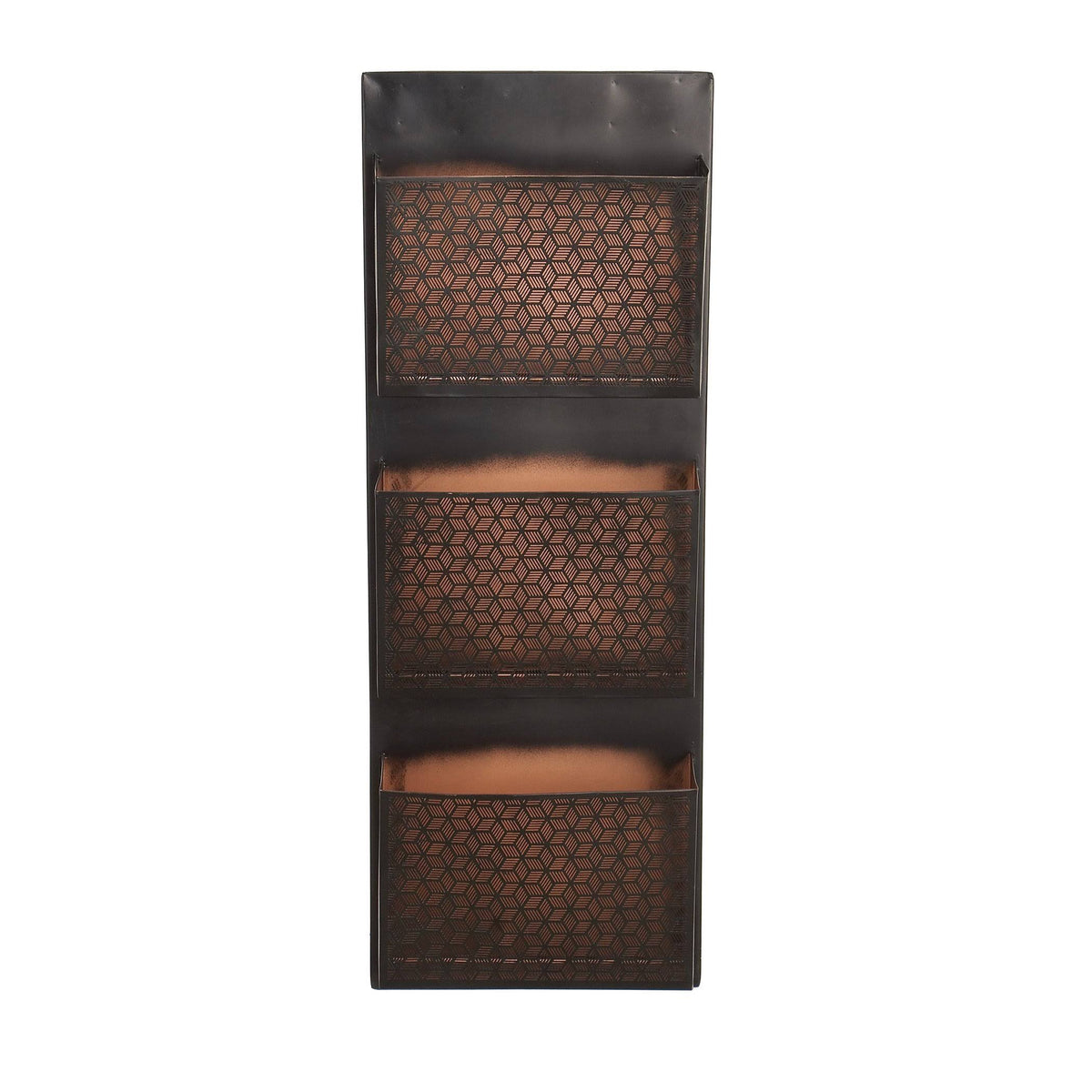 Metallic Black / Beige Wall Mounted 3 Pocket Letter Holder H17904