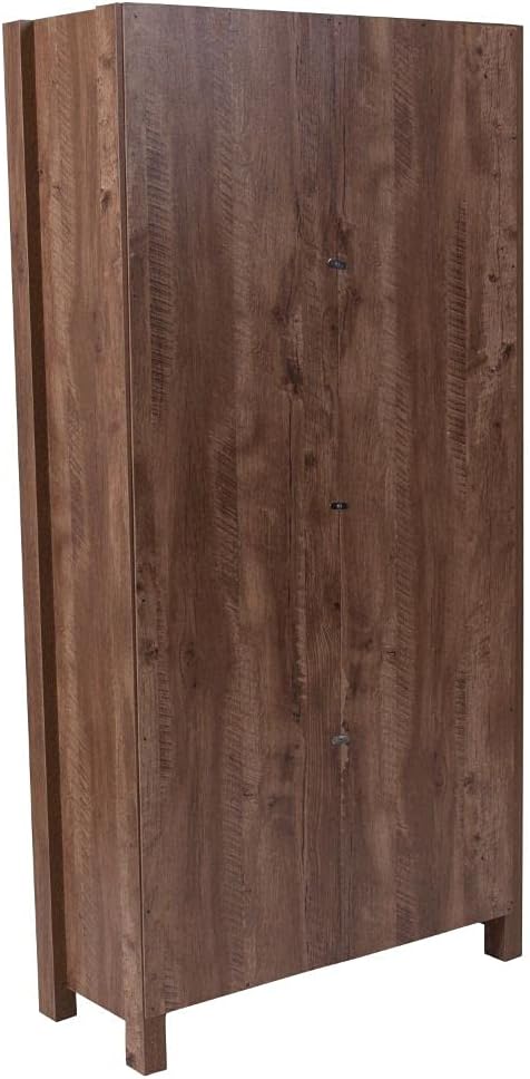6 Cube Storage Organizer Bookcase with Metal Cabinet Doors in Crosscut Oak Wood Grain Finish Q848