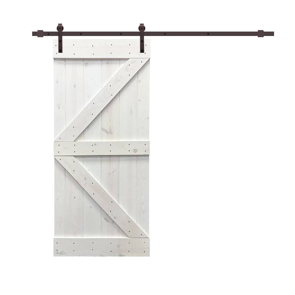 Stained Wood Sliding Barn Door with Hardware Kit U935346