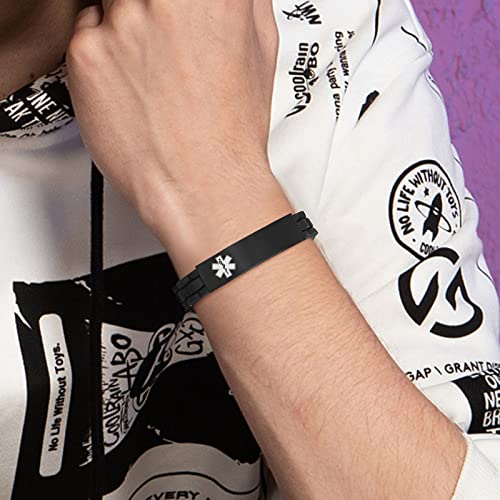 Custom Silicone Rubber Strap Stainless Steel Medical Alert Bracelet K588169