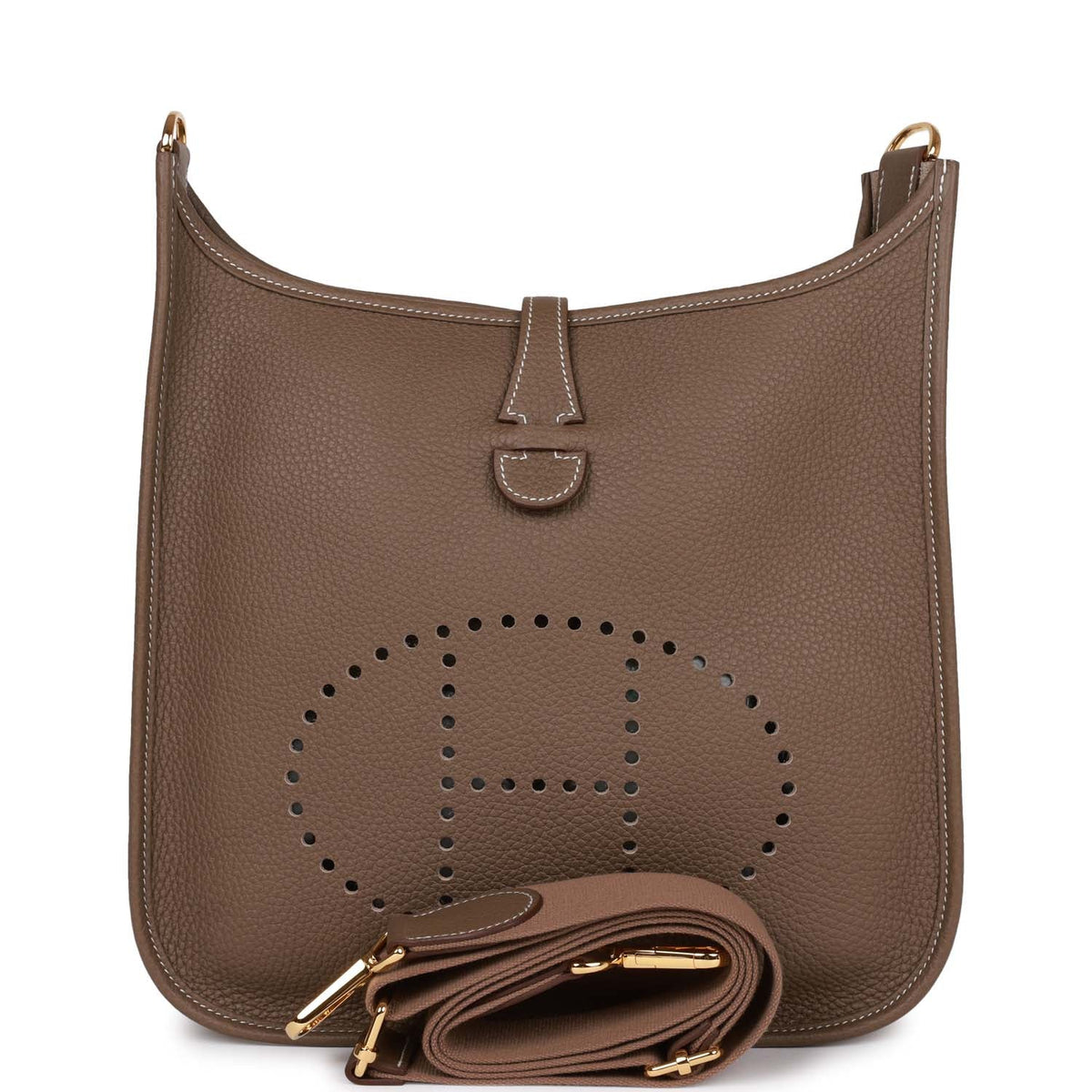 Etoupe Clemence Leather Bag M87699
