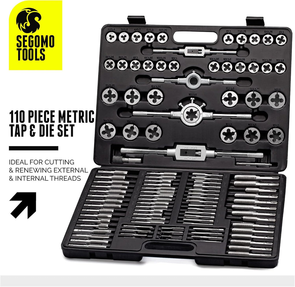 110 Piece Hardened Alloy Steel Metric Tap and Die Set with Storage Case I388