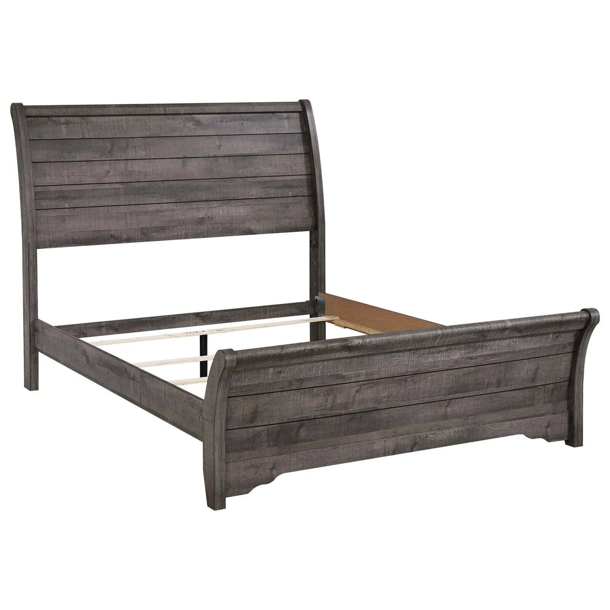 6pc Queen Size Bed Dresser Mirror Chest Nightstand Set Wooden Furniture Gray Q967