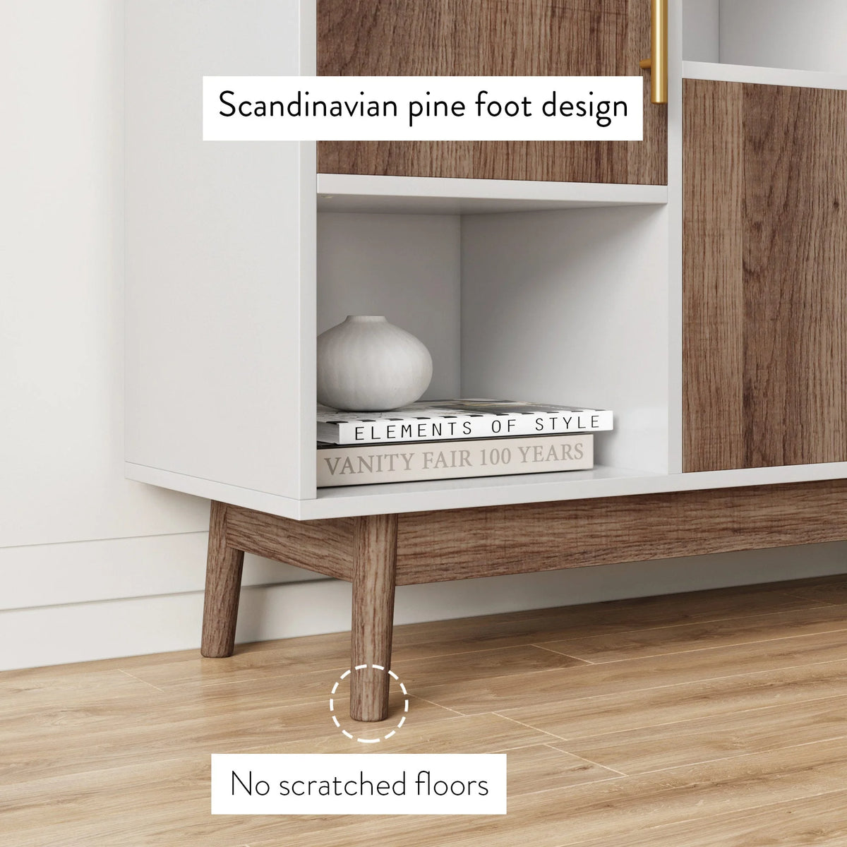 White Cube Storage with Display Shelves and Cabinet Doors N1505