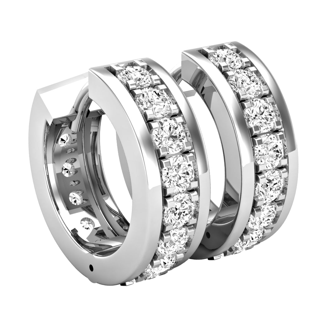 14K White Gold Diamond Huggies Hoop Earrings M965816