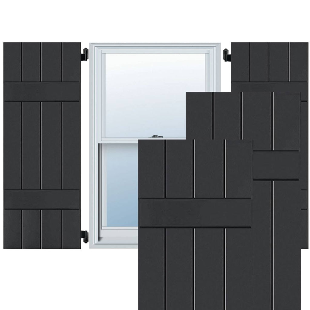 Black Western Red Cedar Board and Batten Shutters Pair L163368