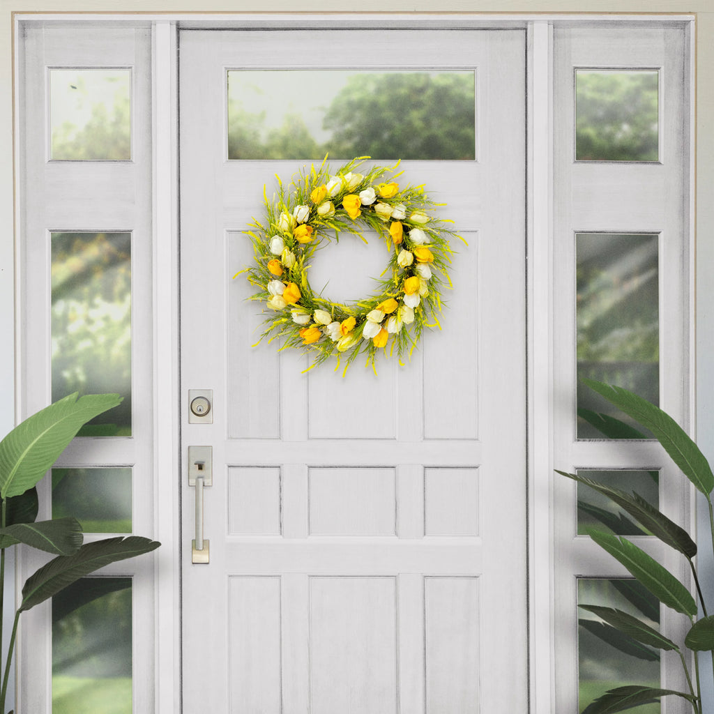 30" Artificial Tulip Floral Wreath G43661