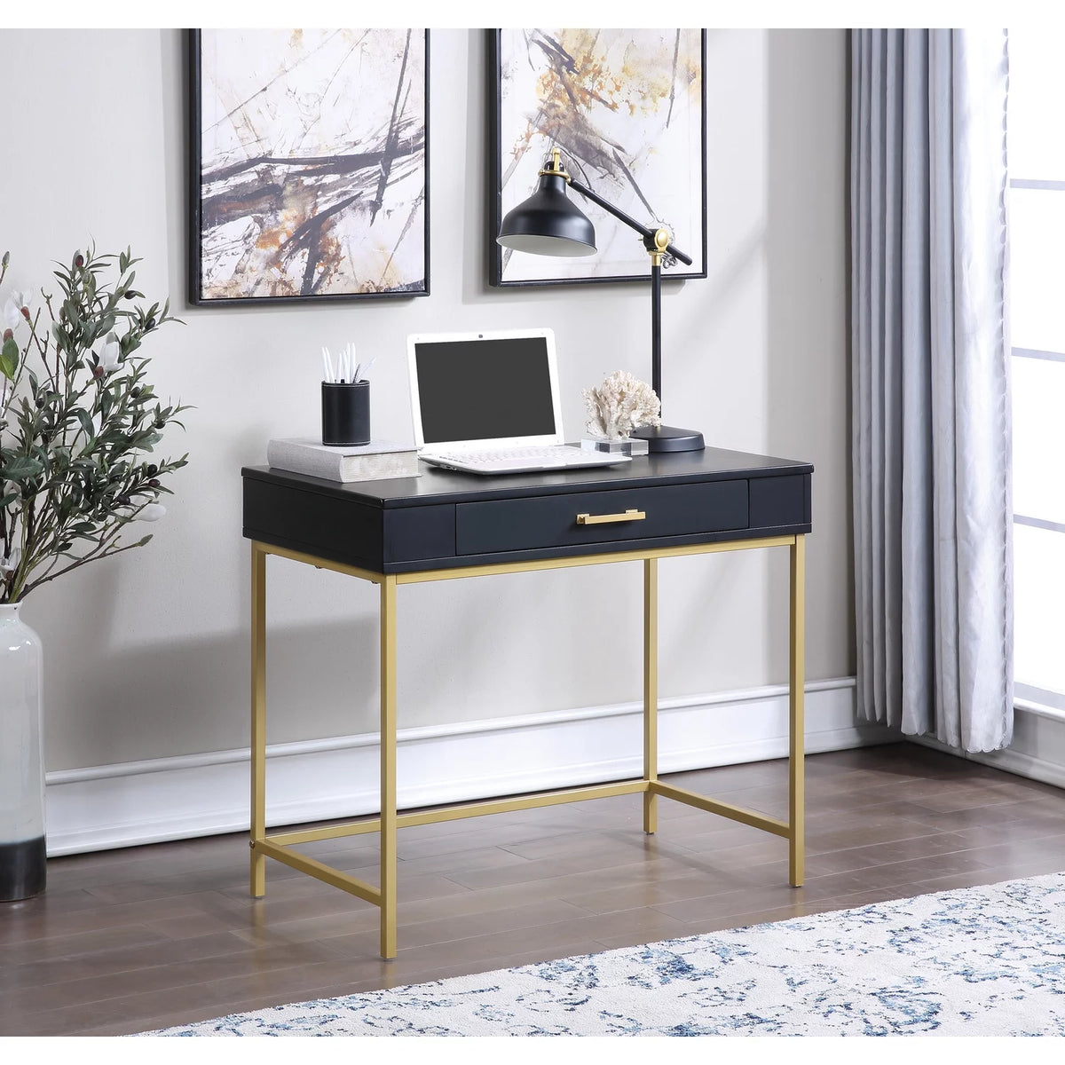 36" Contemporary Wood Writing Desk B1996