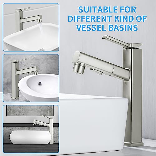 Single Hole Pull Out Bathroom Faucet with Rotating Spout X180