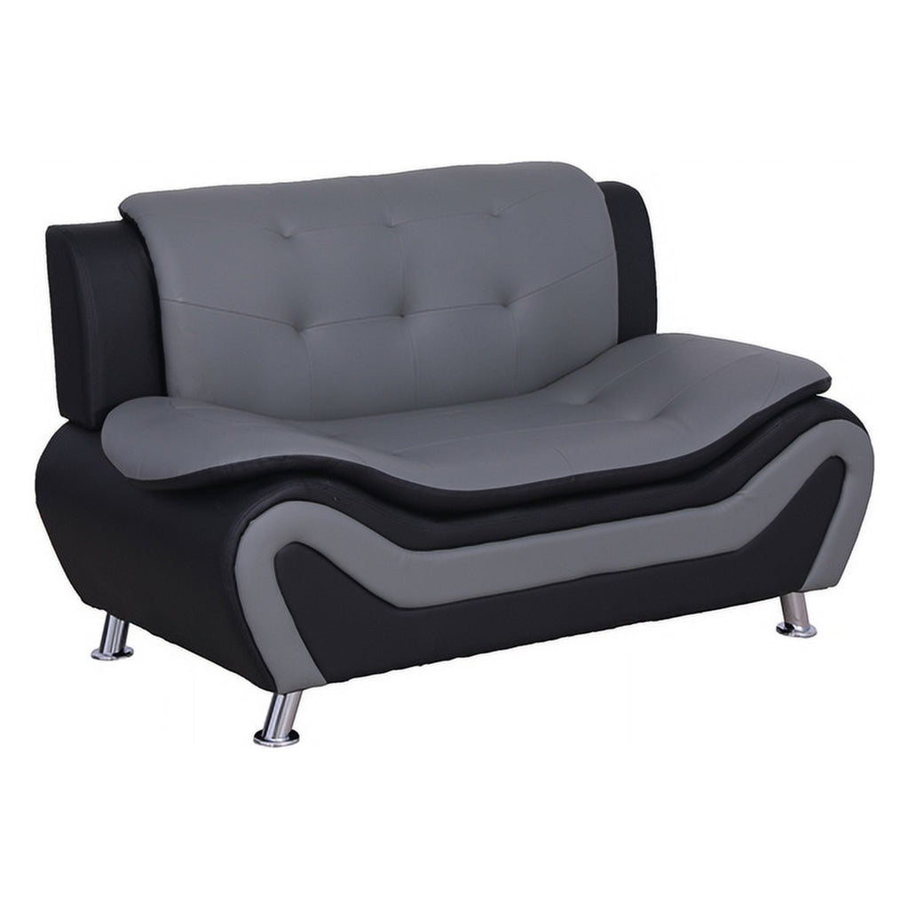 3-Piece Loveseat and 2 Club Chairs Set in Black & Gray L81547