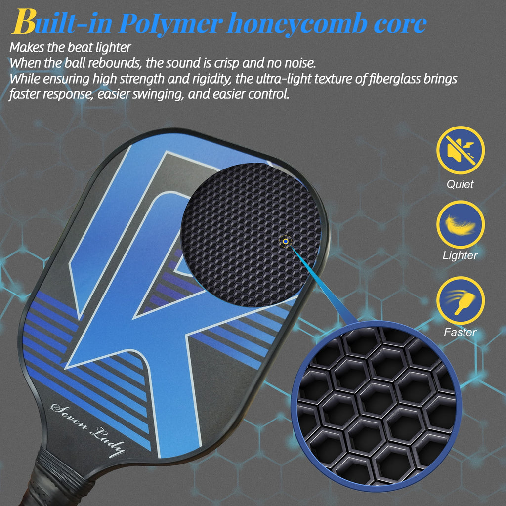 Pickleball Paddles Graphite Fiber Set with 4 Balls and Backpack W262