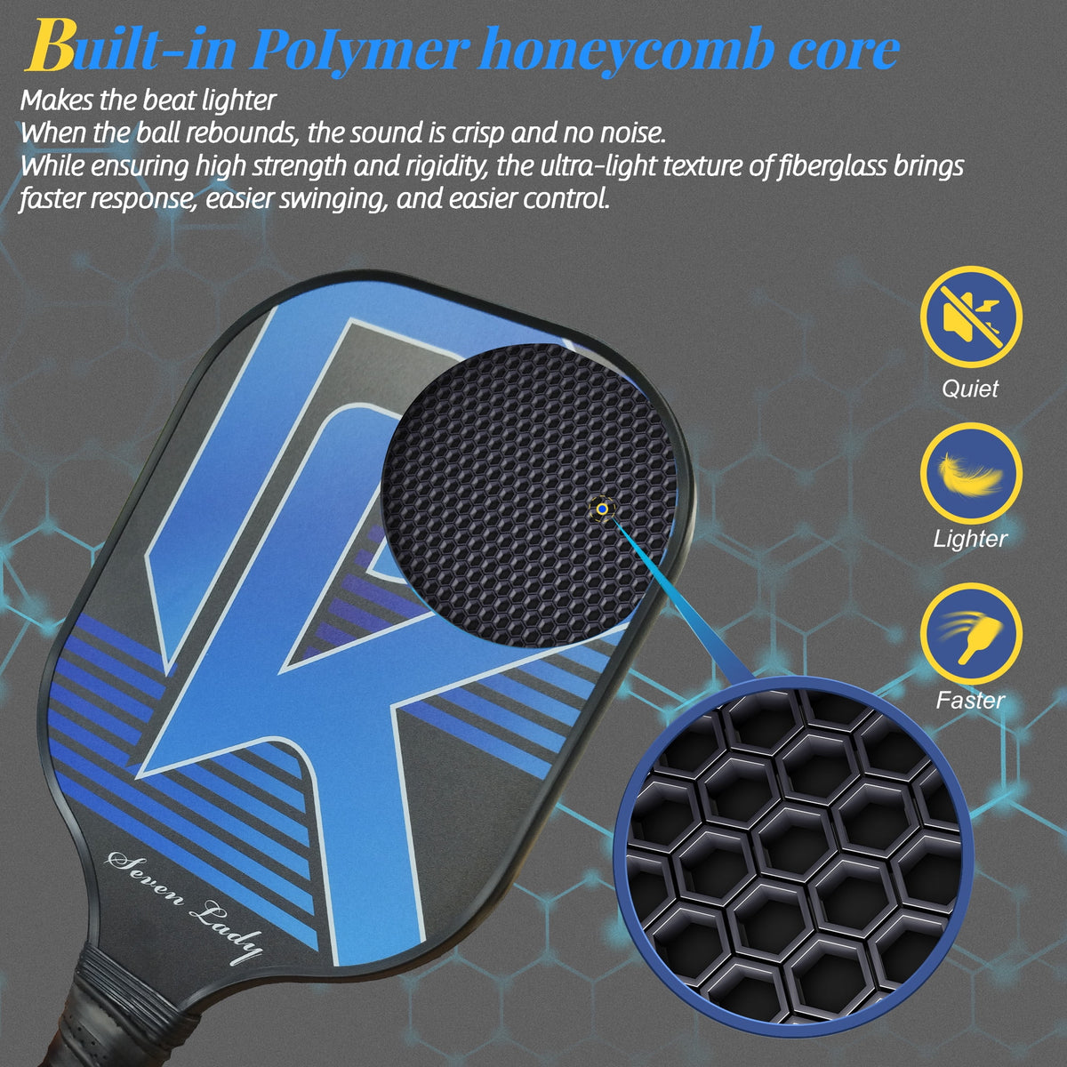 Pickleball Paddles Graphite Fiber Set with 4 Balls and Backpack W262