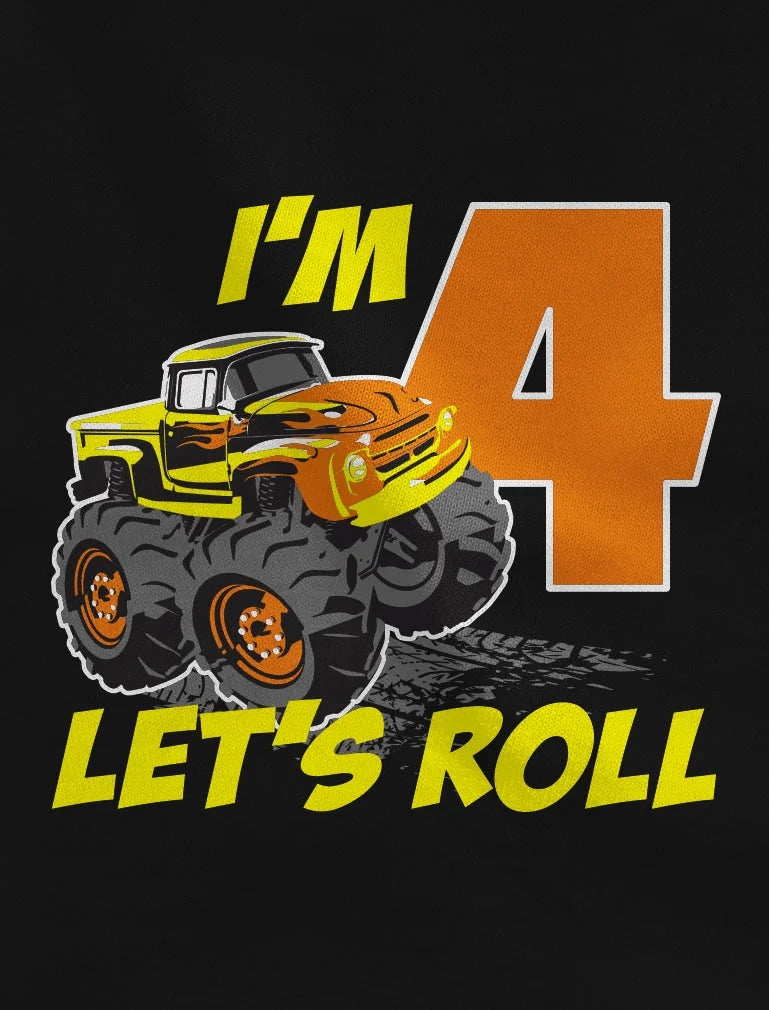 Truck Theme Birthday T-Shirt for 4 Year Old Boys Y2830