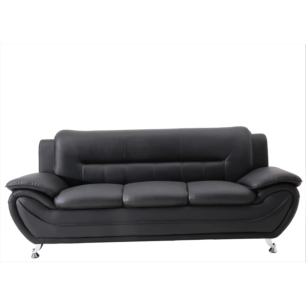 Grey Faux Leather Pillow Top Arm Sofa J6932