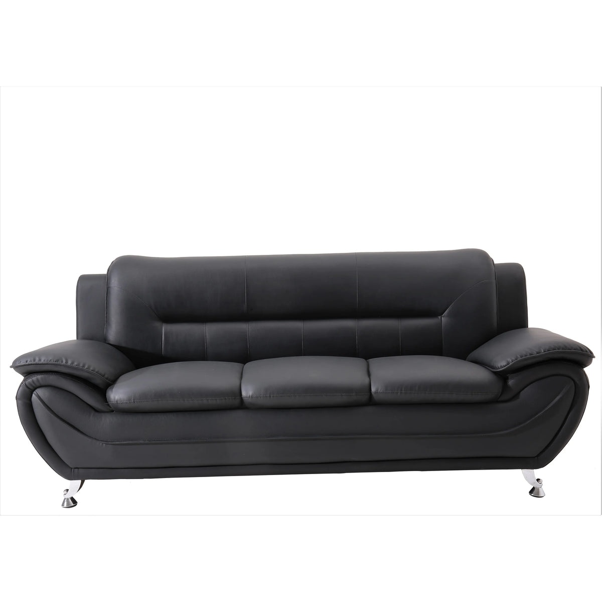 Grey Faux Leather Pillow Top Arm Sofa J6932