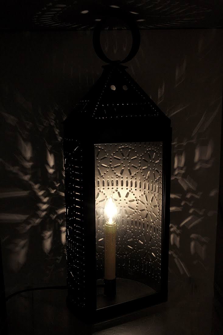 22 inch Glass Front Electric Candle Lantern S41194