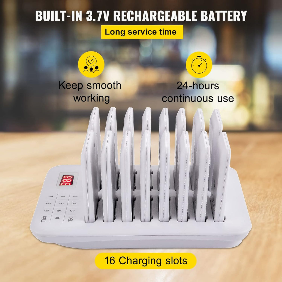 Wireless Paging Queuing Calling System with Vibration, Flashing and Buzzer R9163
