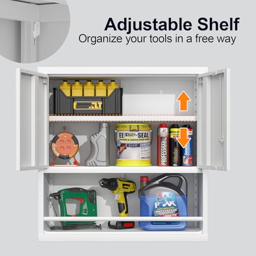 Metal Garage Storage Cabinet with Wheels and Adjustable Shelves P637158