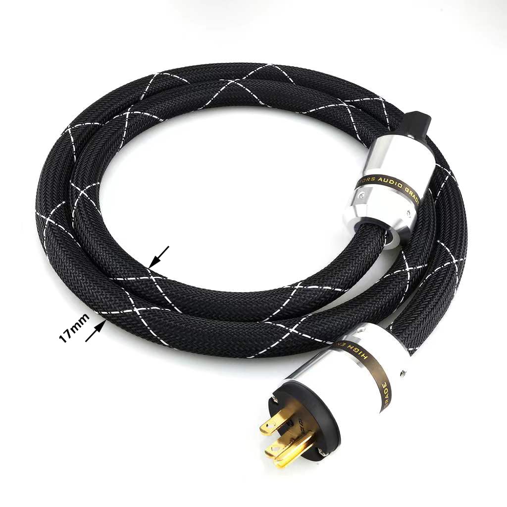 12AWG HiFi Power Cord 3-Prong Gold Plated Power Connectors AC Power Cable with US Plug + IEC 320 C15 Connector (2M / 6.56FT) L1002