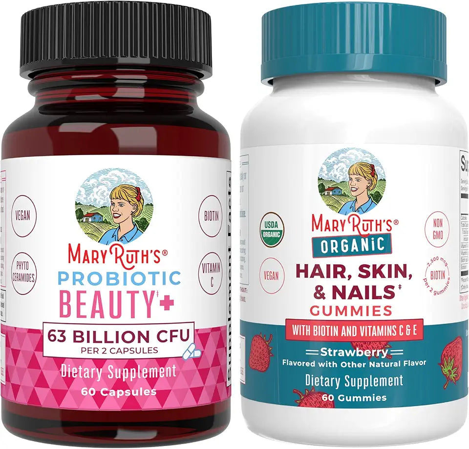 Sugar-Free Vegan Non-GMO Probiotic Capsules & Hair Skin & Nails Gummies J761