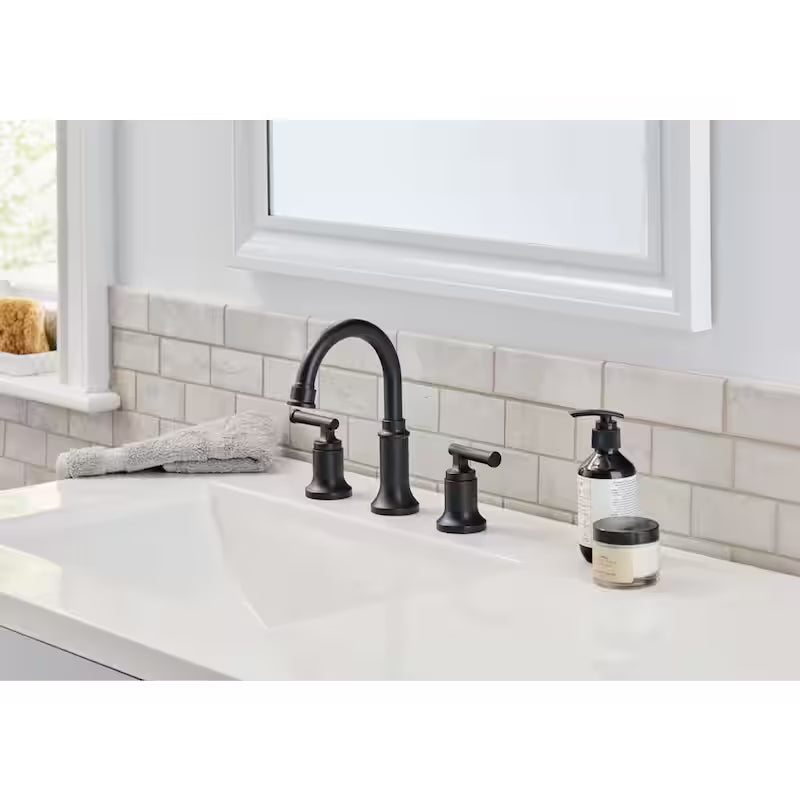 8 in. Widespread Double-Handle High-Arc Bathroom Faucet in Matte Black Q625023