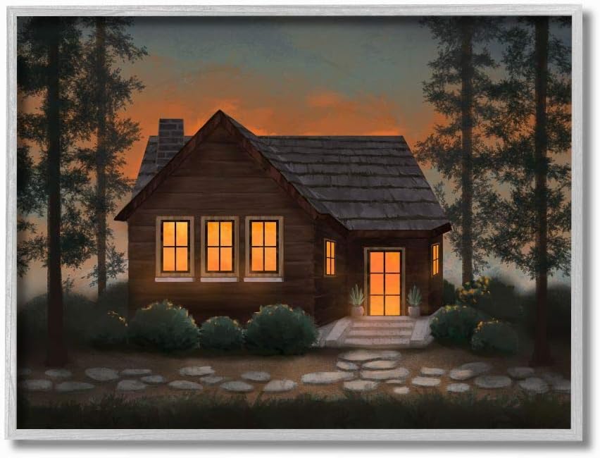 Cabin In The Woods Country Landscape Canvas Wall Art S467
