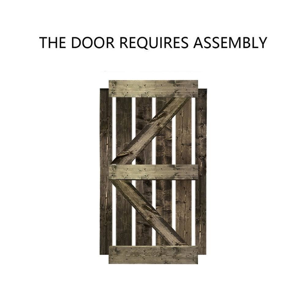 Stained Wood Sliding Barn Door with Hardware Kit U935346