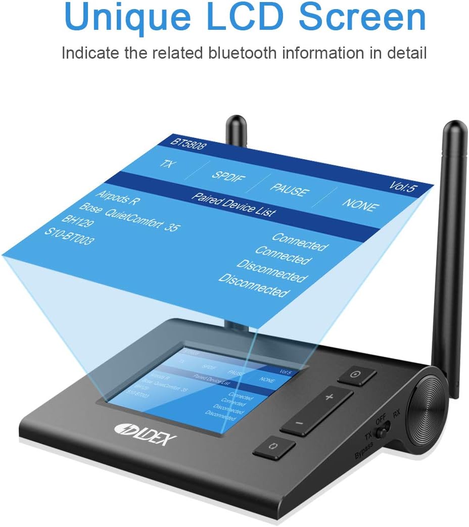 Bluetooth Transmitter Receiver with LCD Display, Bluetooth 5.0 Audio Adapter X4664