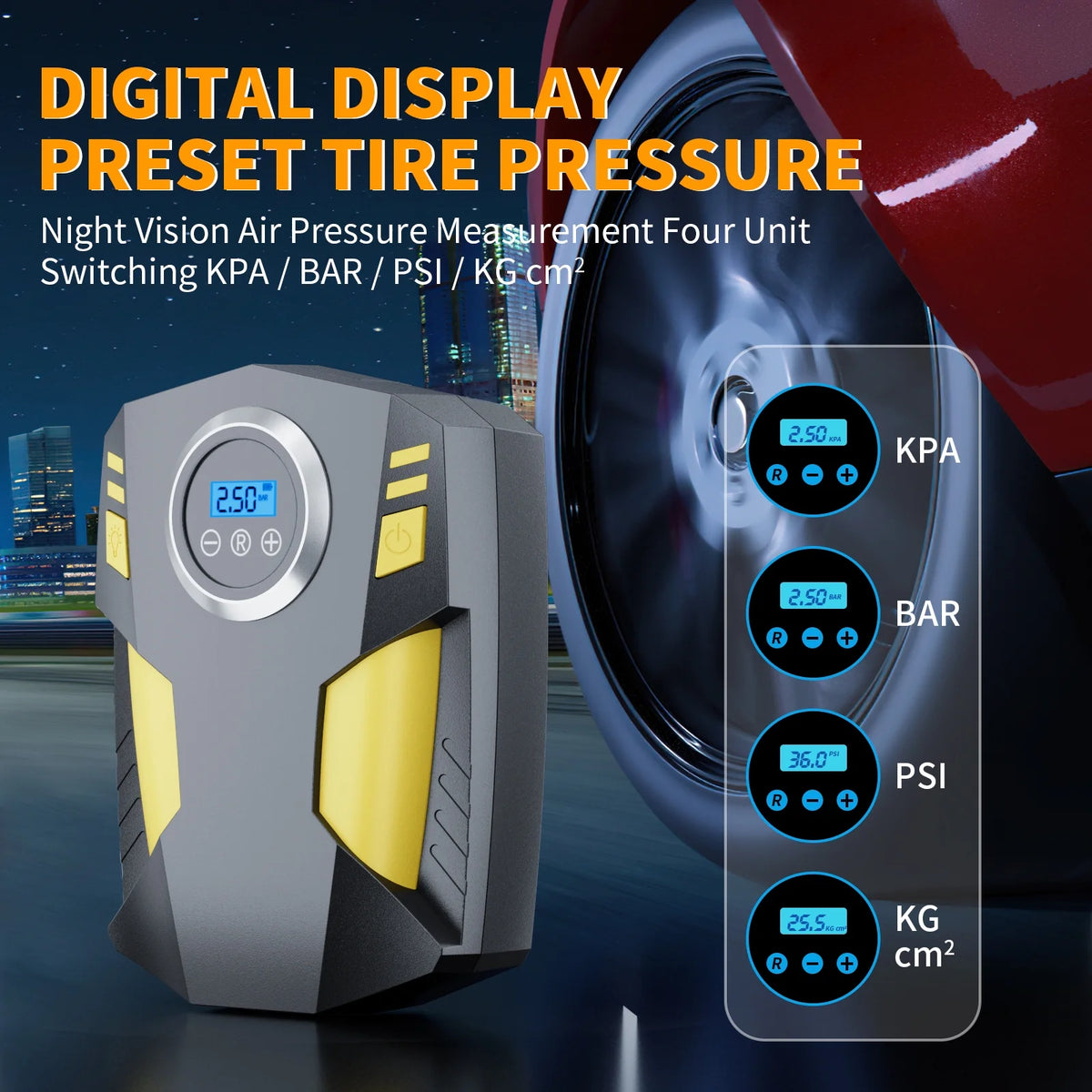 Compresor de Aire Portátil 12V 150 PSI con Manómetro Digital B5618