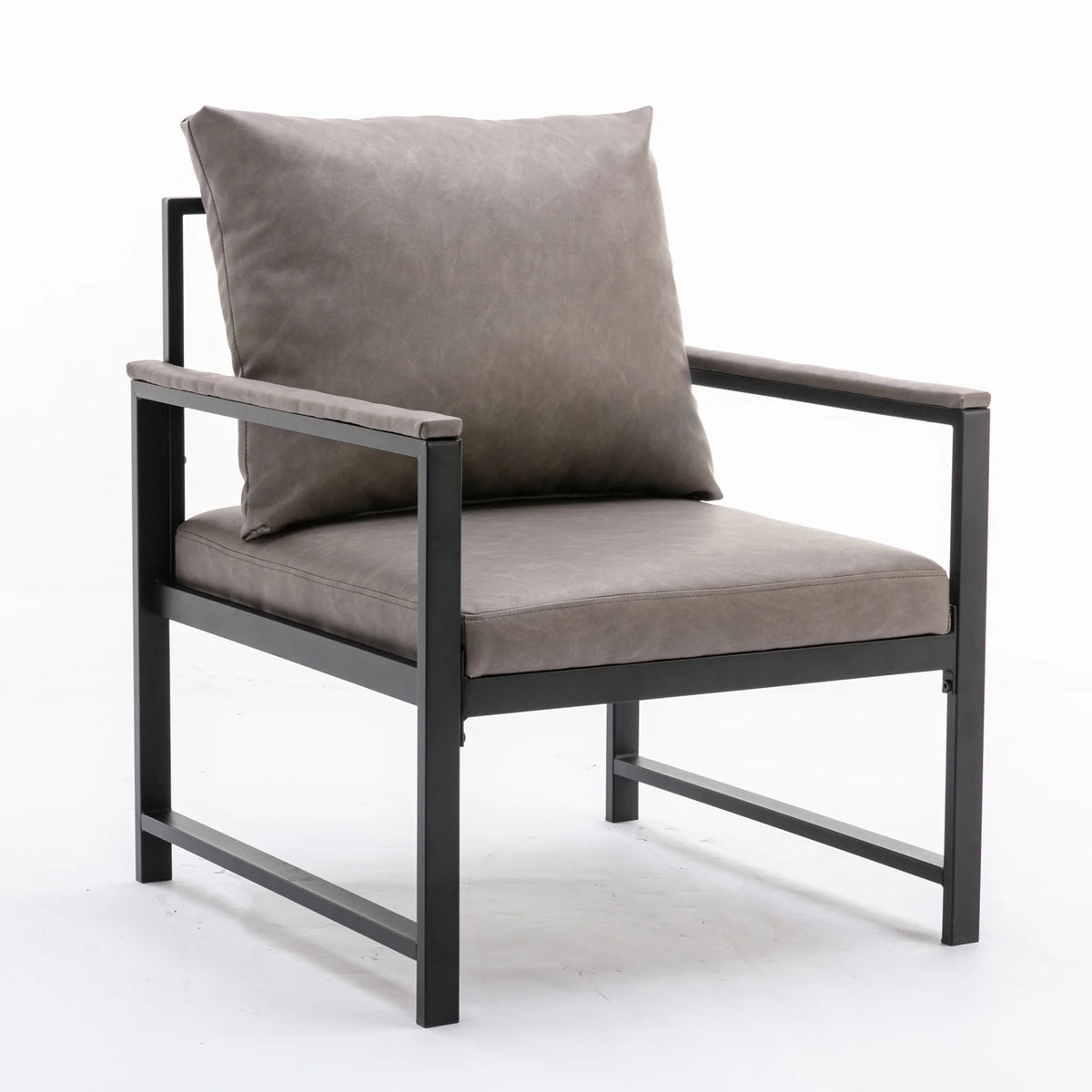 Gray Faux Leather Accent Chair with Black Metal Frame N36575