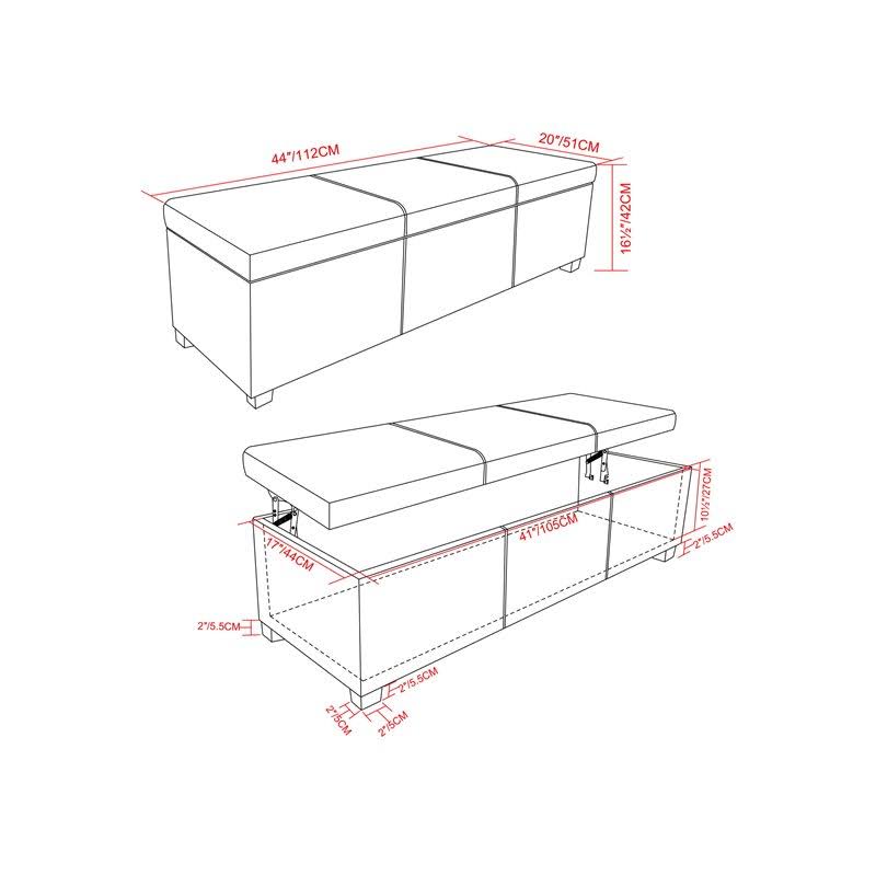 Black Rectangular Lift Top Storage Ottoman B459041