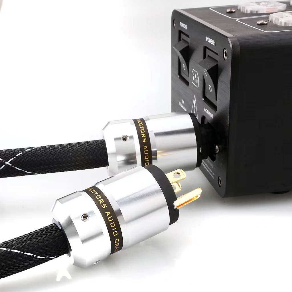 12AWG HiFi Power Cord 3-Prong Gold Plated Power Connectors AC Power Cable with US Plug + IEC 320 C15 Connector (2M / 6.56FT) L1002