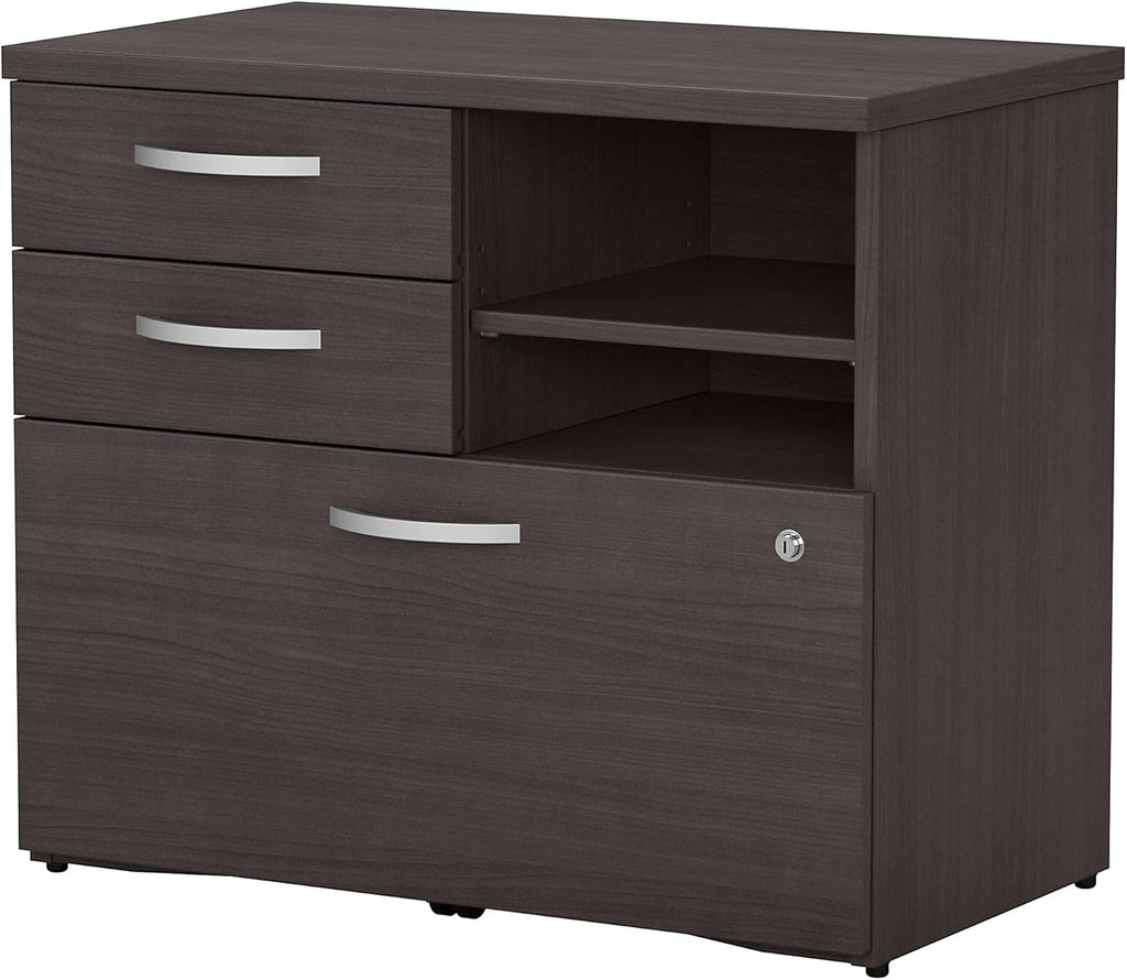 Storm Gray Office Storage Cabinet with Drawers and Shelves X2597