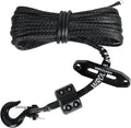 1/4" 50 Ft Black Synthetic Winch Rope with Steel Hook N9492