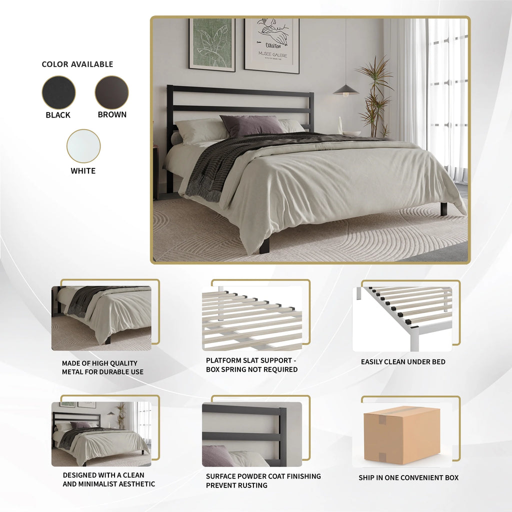 Queen Size Black Metal Platform Bed U520286