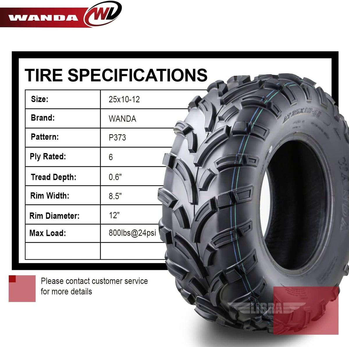 Set of 4 ATV UTV Tires 25x10-12 6PR E9815