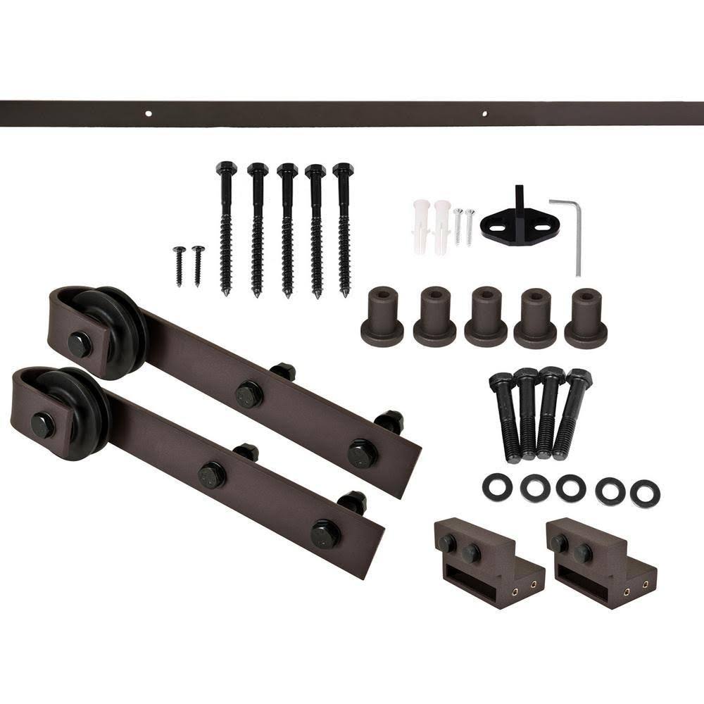 Stained Wood Sliding Barn Door with Hardware Kit U935346
