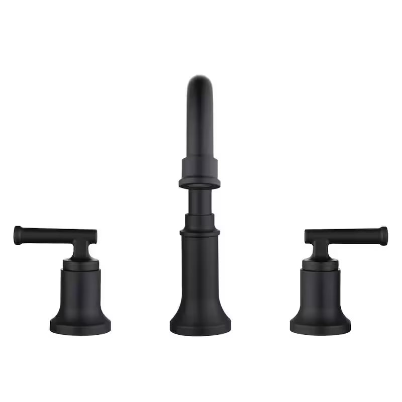 8 in. Widespread Double-Handle High-Arc Bathroom Faucet in Matte Black Q625023