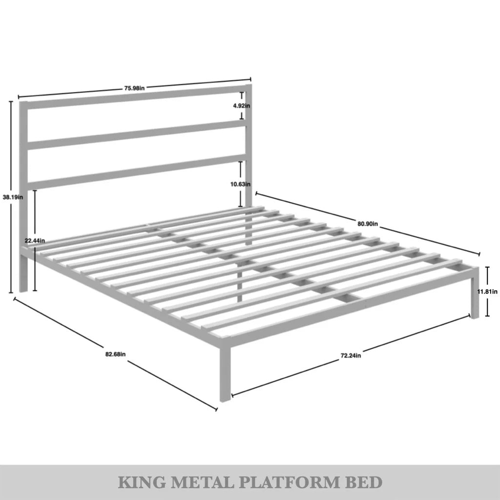 Queen Size Black Metal Platform Bed U520286