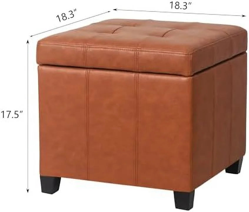 Square PU Leather Tufted Cube Ottoman O6068