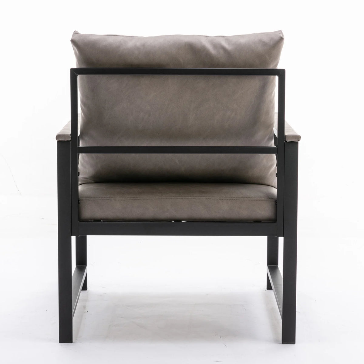Gray Faux Leather Accent Chair with Black Metal Frame N36575
