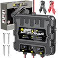 2 Bank Marine Battery Charger, 10A, 12V, Waterproof, Lithium, AGM, Deep-Cycle U2086