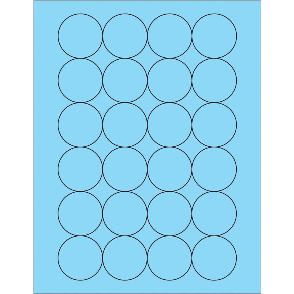 Fluorescent Pastel Blue Circle Laser Labels O41098